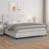 Image de vidaXL Sommier à lattes de lit avec matelas Blanc 200x200cm Similicuir