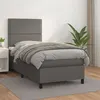 Image de vidaXL Sommier à lattes de lit avec matelas Gris 100x200 cm Similicuir