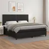 Image de vidaXL Sommier à lattes de lit avec matelas Noir 200x200 cm Similicuir