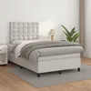 Image de vidaXL Lit Ã  sommier tapissier avec matelas Blanc 120x200cm Similicuir
