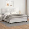 Image de vidaXL Lit à sommier tapissier avec matelas Blanc 160x200cm Similicuir
