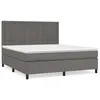 Image de vidaXL Lit Ã  sommier tapissier avec matelas Gris 160x200 cm Similicuir