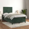 Image de vidaXL Sommier à lattes de lit et matelas Vert foncé 120x200cm Velours