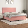 Image de vidaXL Vidaxl Lit À Sommier Tapissier Avec Matelas Rose 160x200 Cm Velours