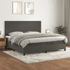 Image de vidaXL Lit à sommier tapissier et matelas Gris foncé 200x200cm Velours