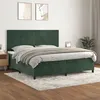 Image de vidaXL Sommier à lattes de lit et matelas Vert foncé 200x200cm Velours