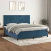 Image de vidaXL Sommier à lattes de lit et matelas Bleu foncé 200x200cm Velours