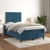 Image de vidaXL Sommier à lattes de lit et matelas Bleu foncé 120x200cm Velours