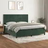 Image de vidaXL Sommier à lattes de lit et matelas Vert foncé 200x200cm Velours