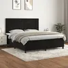 Image de Vidaxl Lit Ã  Sommier Tapissier Avec Matelas Noir 180x200 Cm Velours