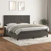 Image de vidaXL Sommier à lattes de lit et matelas Gris foncé 200x200cm Velours