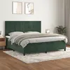 Image de vidaXL Sommier à lattes de lit et matelas Vert foncé 200x200cm Velours