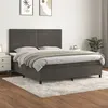 Image de vidaXL Sommier à lattes de lit et matelas Gris foncé 160x200cm Velours
