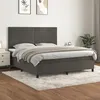 Image de 3143092 vidaXL Lit Ã  sommier tapissier et matelas Gris foncÃ© 160x200cm Velours