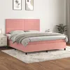 Image de vidaXL Sommier à lattes de lit avec matelas Rose 160x200 cm Velours