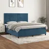 Image de vidaXL Sommier à lattes de lit et matelas Bleu foncé 180x200cm Velours