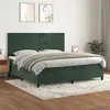Image de vidaXL Sommier à lattes de lit et matelas Vert foncé 200x200cm Velours