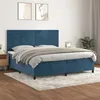 Image de vidaXL Sommier à lattes de lit et matelas Bleu foncé 200x200cm Velours