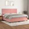 Image de vidaXL Sommier à lattes de lit avec matelas Rose 200x200 cm Velours