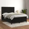 Image de vidaXL Sommier à lattes de lit avec matelas Noir 140x200 cm Velours