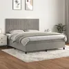Image de vidaXL Sommier à lattes de lit et matelas Gris clair 160x200cm Velours