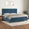 Image de vidaXL Sommier à lattes de lit et matelas Bleu foncé 200x200cm Velours3143167