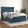 Image de vidaXL Sommier à lattes de lit et matelas Bleu foncé 140x190cm Velours
