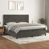 Image de vidaXL Lit à sommier tapissier et matelas Gris foncé 200x200cm Velours