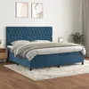 Image de vidaXL Sommier à lattes de lit et matelas Bleu foncé 200x200cm Velours