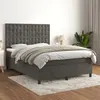 Image de vidaXL Sommier à lattes de lit et matelas Gris foncé 140x190cm Velours