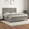 Image de vidaXL Lit Ã  sommier tapissier et matelas Gris clair 160x200cm Velours