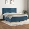 Image de vidaXL Sommier à lattes de lit et matelas Bleu foncé 160x200cm Velours