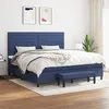 Image de vidaXL Lit à sommier tapissier avec matelas Bleu 200x200 cm Tissu