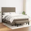 Image de vidaXL Sommier à lattes de lit avec matelas Taupe 140x190 cm Tissu
