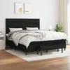 Image de vidaXL Sommier à lattes de lit avec matelas Noir 160x200 cm Tissu