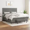 Image de vidaXL Sommier à lattes de lit avec matelas Gris foncé 180x200cm Tissu