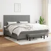 Image de vidaXL Sommier à lattes de lit avec matelas Gris foncé 200x200cm Tissu