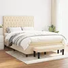 Image de vidaXL Lit à sommier tapissier avec matelas Crème 140x190 cm Tissu