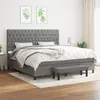 Image de vidaXL Sommier à lattes de lit avec matelas Gris foncé 200x200cm Tissu