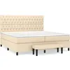 Image de vidaXL Lit À Sommier Tapissier Avec Matelas Crème 200x200 Cm Tissu