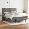 Image de vidaXL Sommier à lattes de lit avec matelas Gris foncé 180x200cm Tissu