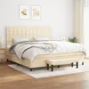 Image de vidaXL Lit à sommier tapissier avec matelas Crème 200x200 cm Tissu