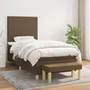Image de vidaXL Lit à sommier tapissier avec matelas Marron foncé 80x200 cm
