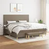 Image de vidaXL Sommier à lattes de lit avec matelas Taupe 200x200 cm Tissu
