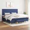 Image de vidaXL Sommier à lattes de lit avec matelas Bleu 200x200 cm Tissu