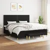Image de vidaXL Sommier à lattes de lit avec matelas Noir 200x200 cm Tissu3137103