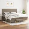 Image de vidaXL Sommier à lattes de lit avec matelas Taupe 200x200 cm Tissu