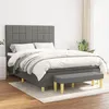 Image de vidaXL Sommier à lattes de lit avec matelas Gris foncé 140x200cm Tissu