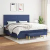 Image de vidaXL Sommier à lattes de lit avec matelas Bleu 200x200 cm Tissu