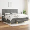 Image de vidaXL Sommier à lattes de lit avec matelas Gris foncé 200x200cm Tissu3137342